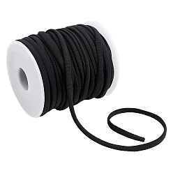 Black 25 Yards Half Round Elastic Cords, with 1Pc Plastic Spools, Black, 1/4 inch(5mm)