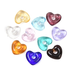 (52) Непрозрачная лаванда Подвески лэмпворк ручной работы, сердце, разноцветные, 13.5x15x4.5 мм, отверстие : 3.7 мм