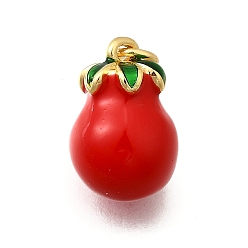 Other Fruits Латунь эмаль подвески, без кадмия и без свинца, с прыжковых колец, реальный 18 k позолоченный, фрукты, 15.5x10.5 мм, отверстие : 3.5 мм