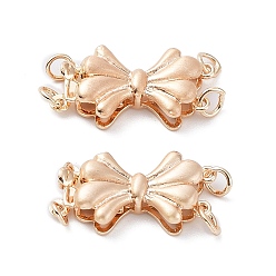 Real 18K Gold Plated Rack Plating Bowknot Brass Box Clasps, Cadmium Free & Nickel Free & Lead Free, 2-strand, 4-hole, Drawbench Style, Long-Lasting Plated, Real 18K Gold Plated, 10x24x4.5mm, Hole: 2.3mm