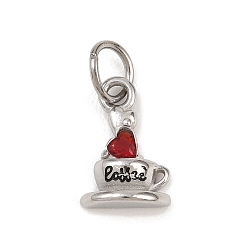Нержавеющая Сталь Цвет 304 подвески из нержавеющей стали Rhinstone, амулеты чашка кофе, с целью перехода в кольце, цвет нержавеющей стали, 15x9.5x4.5 мм, отверстие : 4 мм