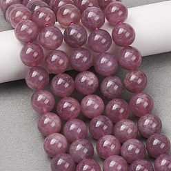 Rosenquarz Natürliche violette Rosenquarzstränge aus Madagaskar, glatte Rundung, Klasse A, 12 mm, Bohrung: 1 mm, ca. 32 Stk. / Strang, 15.16'' (38.5 cm)