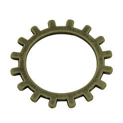 Antik Bronze Getriebe tibetischen Stil Legierung Link Ringe, Steampunk-Charms, Cadmiumfrei und Nickel frei und Bleifrei, Antik Bronze, 20x1 mm, Bohrung: 13.5 mm