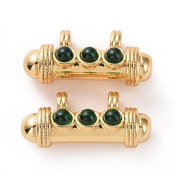 Темно-Зеленый Латунные микро проложить кубического циркония подвески, реальный 18 k позолоченный, без свинца, без кадмии и без никеля, колонка, темно-зеленый, 9x19x7 мм, отверстие : 2.6 мм