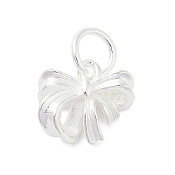 Серебро 925 подвески-бантики из стерлингового серебра с соединительными кольцами, серебряные, 8.5x9.5x4.5 мм, отверстие : 3.5 мм