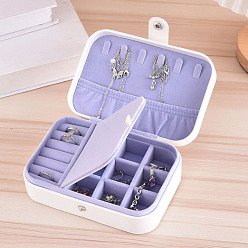 Белый Коробки из искусственной кожи с текстурой ромба, органайзер для ювелирных изделий, для ожерелья, Кольца, серьги и подвески, прямоугольные, белые, 16.5x11.5x5.5 см