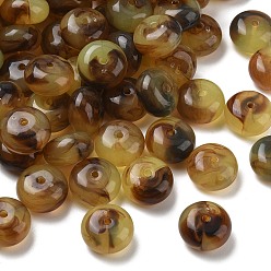 Brown Two Tone Acrylic Beads, Imitation Gemstone Style, Rondelle, Brown, 19.5x11mm, Hole: 2.5mm, about 165pcs/500g