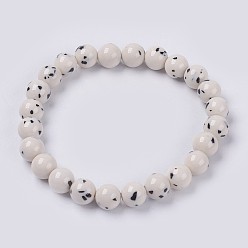 Белый Браслет из натурального желтого нефрита из бисера, окрашенные, круглые, белые, 2 дюйм (5 см), бусины : 10 мм