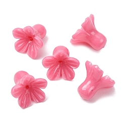 Cerise Dyed Synthetic Coral Carved Beads, Flower, Cerise, 12x14mm, Hole: 1.1mm