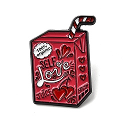 Красный Эмалированные броши "Сок любви к себе", Черные металлические застежки для значков на лацкан для рюкзака или одежды, красные, 31x23 мм