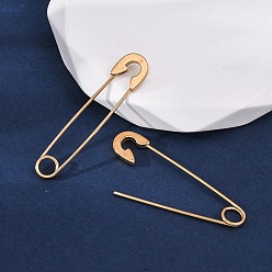 Настоящее золото 18K Ионное покрытие (ip) 304 серьги с подвесками из нержавеющей стали, Форма предохранительного штифта, реальный 18 k позолоченный, 38x8x1.5 мм, штифты : 0.8 мм