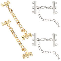 Platinum & Golden 4 Sets 2 Style Brass Chain Extender with Lobster Claw Clasps, Lead Free & Cadmium Free & Nickel Free, Platinum & Golden, 40~47mm, 2 sets/style