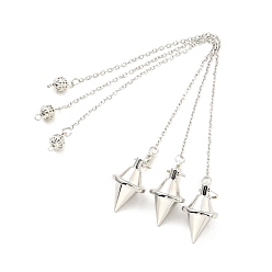 Платина Маятники для биолокации с заостренными цепями из латуни, Сплав с застежками когтя омара, без кадмия и без свинца, двухконусные, платина, 210~235 мм, отверстие : 1.5 мм