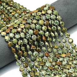 Яшма Риолит Природные риолитом яшмы бисер нитей, граненый шестиугольный разрез, плоско-круглые, с бисером, 8~9x5 мм, отверстие : 0.8 мм, около 36 шт / нитка, 15.16''~15.24'' (38.5~38.7 см)