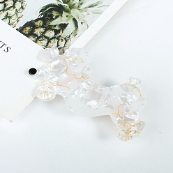 Бежевый Заколки для волос из пвх, с металлическими поиск, бежевые, 51x27 мм