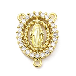 Настоящее золото 16K Латунный прозрачный кубический цирконий люстра Дева Мария компоненты ссылки, без кадмия и без свинца, реальный 16 k позолоченный, 20x14.5x3.5 мм, отверстие : 1.4 мм