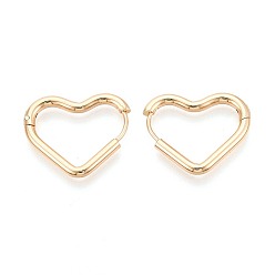 Настоящее золото 18K Серьги из 304 нержавеющей стали, сердце, реальный 18 k позолоченный, 20~20.5x24x2.5 мм