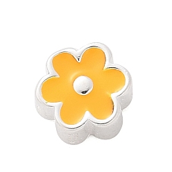 Золотистый 925 шарики стерлингового серебра, капля клея цветок, серебряные, золотые, 6x5.5x3 мм, отверстие : 1 мм