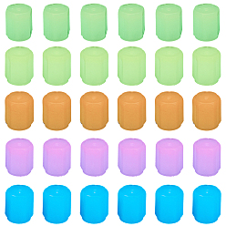 Color mezclado 30unidades de tapones luminosos de plástico para válvulas de neumáticos, tapas antipolvo de válvula de neumático para ruedas de coche, hexágono, color mezclado, 15.5x12x12 mm, diámetro interior: 7.5 mm, 6 piezas / color