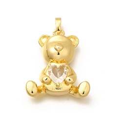 Настоящее золото 18K Стойка металлическая латунная микропрофилированная кубическая циркония подвески, долговечный, без свинца и без кадмия, нести прелести, реальный 18 k позолоченный, 26x23x8.5 мм, отверстие : 5x3 мм