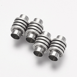 Античное Серебро 304 магнитные застежки из нержавеющей стали с клеевыми концами, колонка, античное серебро, 16x10 мм, отверстие : 6 мм