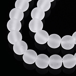 Clear Transparent Glass Beads Strands, Frosted, Round, Clear, 4~4.5mm, Hole: 0.8mm, about 97~99pcs/strand, 14.76 inch~14.96 inch(37.5~38cm)