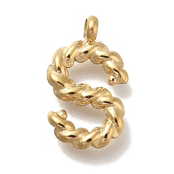 Letter S Вакуумное покрытие pvd 304 подвески из нержавеющей стали, реальный 18 k позолоченный, буквенное очарование, Письмо с, 14x8.5x3 мм, отверстие : 1.8 мм