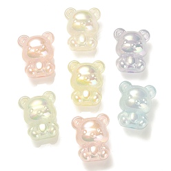 Mixed Color 60Pcs 6 Colors UV Plating Rainbow Iridescent Acrylic Beads, Bear, Mixed Color, 21x17.3x13mm, Hole: 2.7mm, 10pcs/color