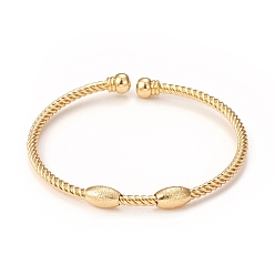 Настоящее золото 18K Браслеты-манжеты из латуни с бусиной, долговечные браслеты для женщин и мужчин, без кадмия и без свинца, реальный 18 k позолоченный, внутренний диаметр: 2-3/8 дюйм (6.1 см)