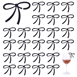 Черный 40Шармы из акрилового бокала для вина, маркер для напитков, бантом, чёрные, 58x59x2 мм