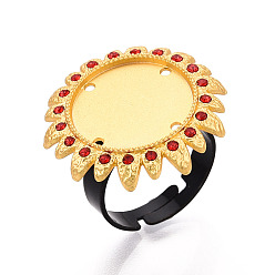 Золотой Основание чашки с кольцом из цветочного сплава и железных страз с вращающимся подносом, изготовление колец с круглой накладкой для снятия тревожности, золотые, 24x24 мм, 17 мм, Размер лотка: 16 мм