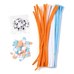 Mixed Color DIY Doll Craft Kits, Chenille Stem Garland Craft Wire and Plastic Black & White Eyes Cabochons, Mixed Color, 9mm
