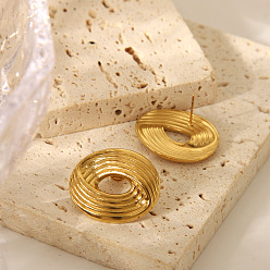 Настоящее золото 18K Серьги-гвоздики из нержавеющей стали для женщин, реальный 304 k позолоченный, 18 мм