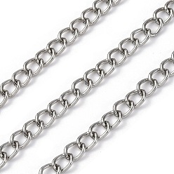 Платина Оксидированные алюминиевые кубинские звенья цепи, с катушкой, несварные, платина, 9x7x1.5 мм, около 164.04 футов (50 м) / рулон