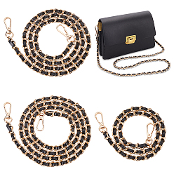 Черный 3шт 3 стильные ручки для сумок из искусственной кожи, с железной цепочкой и застежкой, для замены ремней для мешков, чёрные, 61~120x0.8 см, 1 шт / стиль