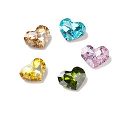 Mixed Color Glass Rhinestone Cabochons, Pointed Back & Back Plated, Heart, Mixed Color, 6.5x8x3.3mm