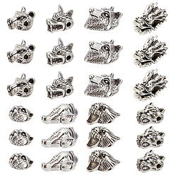 Antique Silver 64Pcs 8 Style Tibetan Style Alloy Beads, Animal Shape, Antique Silver, 8pcs/style