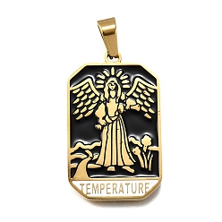 Angel & Fairy Таро 304 эмалевые подвески из нержавеющей стали, ионное покрытие (ip), реальный 18 k позолоченный, ангел и фея, 32x19.5x2 мм, отверстие : 7x3.5 мм