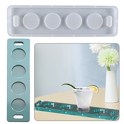 Weiß Schnapsglas Serviertablett Silikonformen, runde Untersetzer-Harzgussformen, für diy uv harz, Handwerkliche Herstellung von Epoxidharz, weiß, 258x74x12 mm, Innendurchmesser: 36 mm