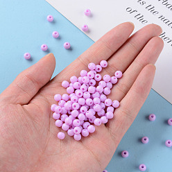 Violet Opaque Acrylic Beads, Round, Violet, 6x5mm, Hole: 1.8mm, about 4400pcs/500g