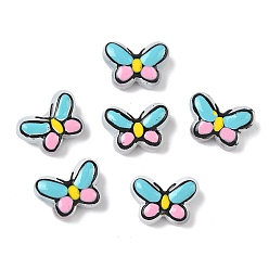 Голубой Прозрачные стеклянные эмалевые бусины, бусины ручной работы, бабочка, окрашенная и подогревом, голубой, 10~10.5x14~14.5x5.5~6 мм, отверстие : 1~1.2 мм