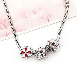 Замок Европейские бусины, сплав, стразы , бусины с большим отверстием, Новогодняя тема, замок, 12x11x11.5 мм, отверстие : 4.7 мм