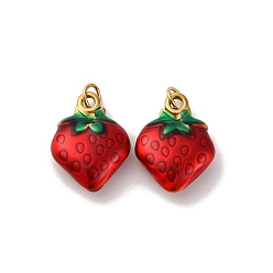 (123L) Белый крем непрозрачный блеск 304 нержавеющей стальной эмали подвески, клубничное очарование, с целью перехода в кольце, ионное покрытие (ip), реальный 18 k позолоченный, огнеупорный кирпич, 15.5x11x5 мм, отверстие : 2.5 мм