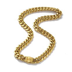 Golden Ion Plating(IP) 304 Stainless Steel Cuban Link Chain Necklaces, Golden, 24.45 inch(62.1cm)