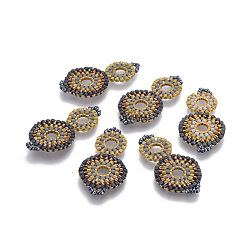 Разноцветный Японский бисер miyuki & toho ручной работы ссылки, Ткацкий станок, перегонный куб, красочный, 32~33x17x1.5~2 мм, отверстие : 2 мм