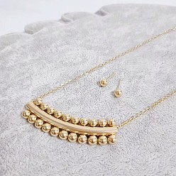 Золотой Круглые 304 серьги-гвоздики из нержавеющей стали и комплекты ожерелий с подвесками, золотые, 450 мм