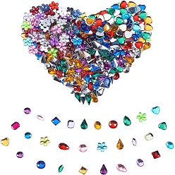 Mixed Color Imitation Taiwan Acrylic Rhinestone Cabochons, Mixed Shapes, Mixed Color, 8~13x5~10x1.5~5mm, 1000pcs/set