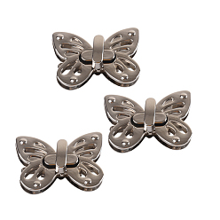 Платина Застежки для кошелька с поворотным замком из цинкового сплава, аксессуары для кошелька diy bag, бабочка, платина, 3.5x5 см