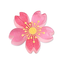 Ярко-Розовый Светящиеся кабошонов смолы, украшение мобильного телефона, светящийся в темноте цветок, ярко-розовый, 26.9 мм