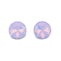 Violet K9 Glass Rhinestone Cabochons, Pointed Back & Back Plated, Faceted, Flat Round, Violet, 8x5mm